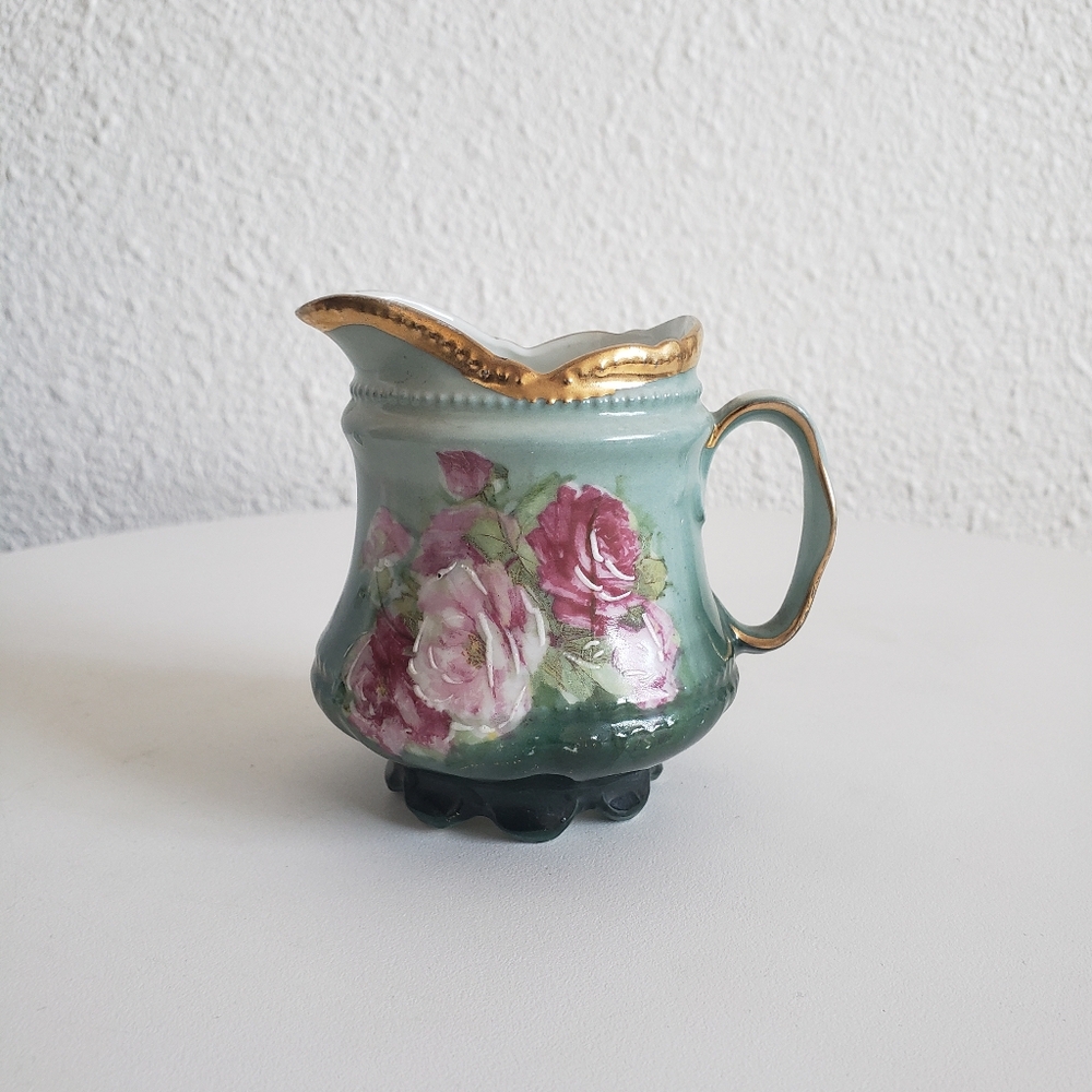 #Antique Victoria Austria Handpainted Fine China Creamer